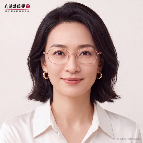 毛源昌半钛方框眼镜女沉稳有型可配近视防蓝光镜架41432W-c7