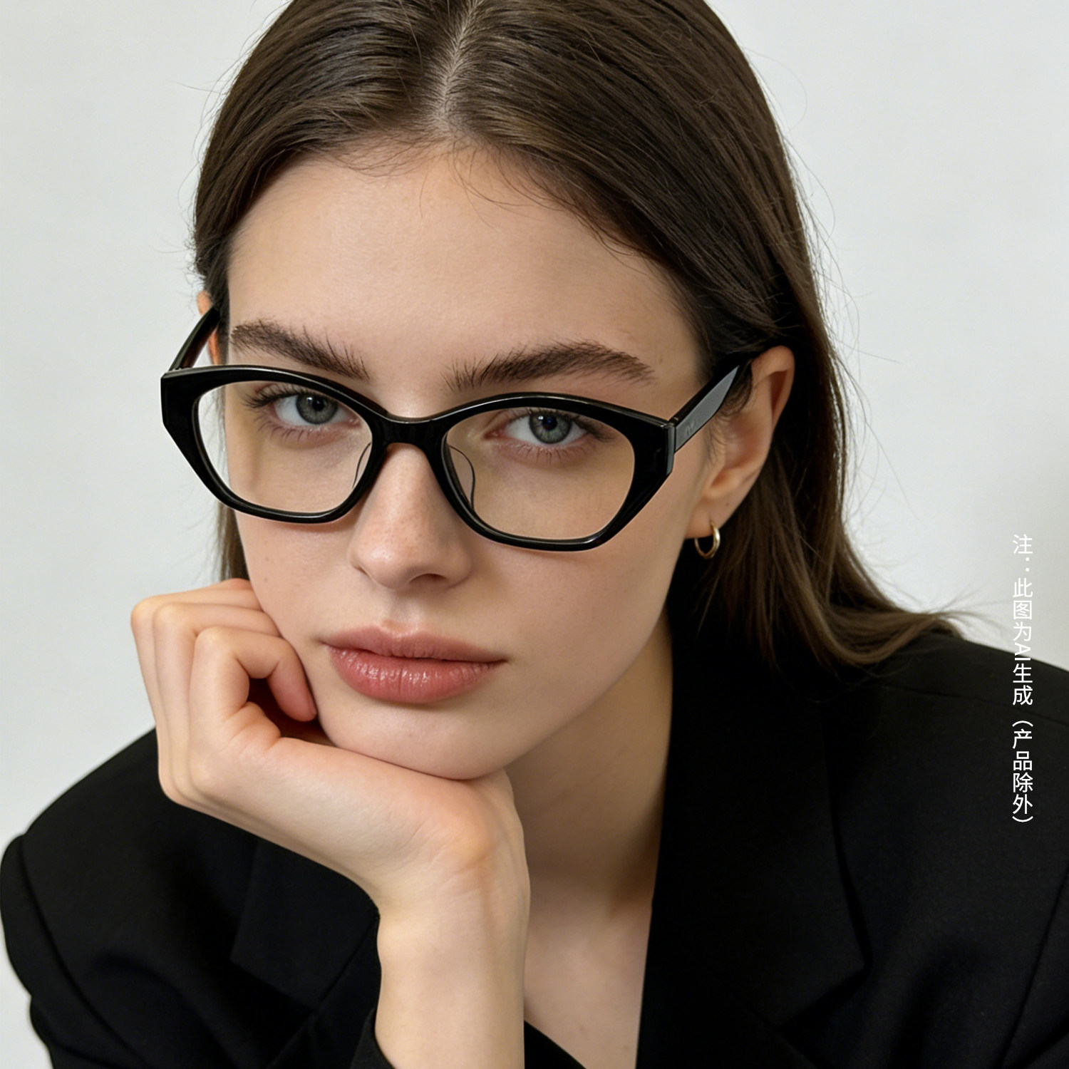 毛源昌MYC时尚窄框方框潮流近视眼镜架配散光近视高清镜片女55903