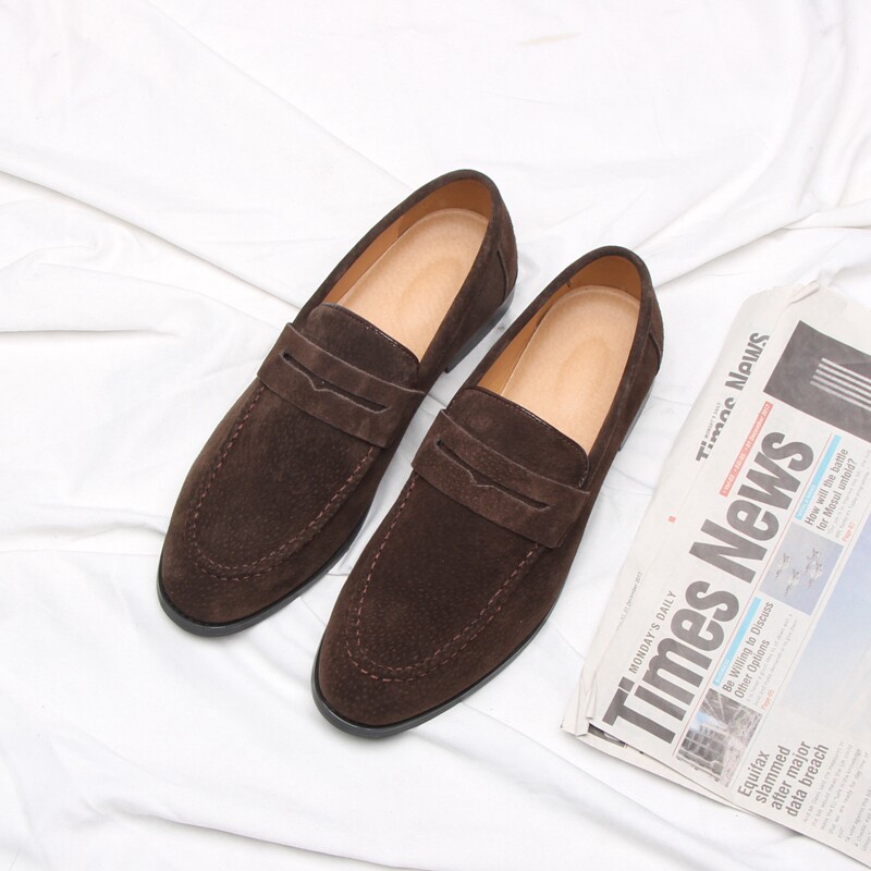 포인티드 가죽구두 가을 트렌디한 남성 슬립온 로퍼 가죽 통기성 좋은 영국 헤어스타일리스트 가죽구두 슬립온 비니슈즈