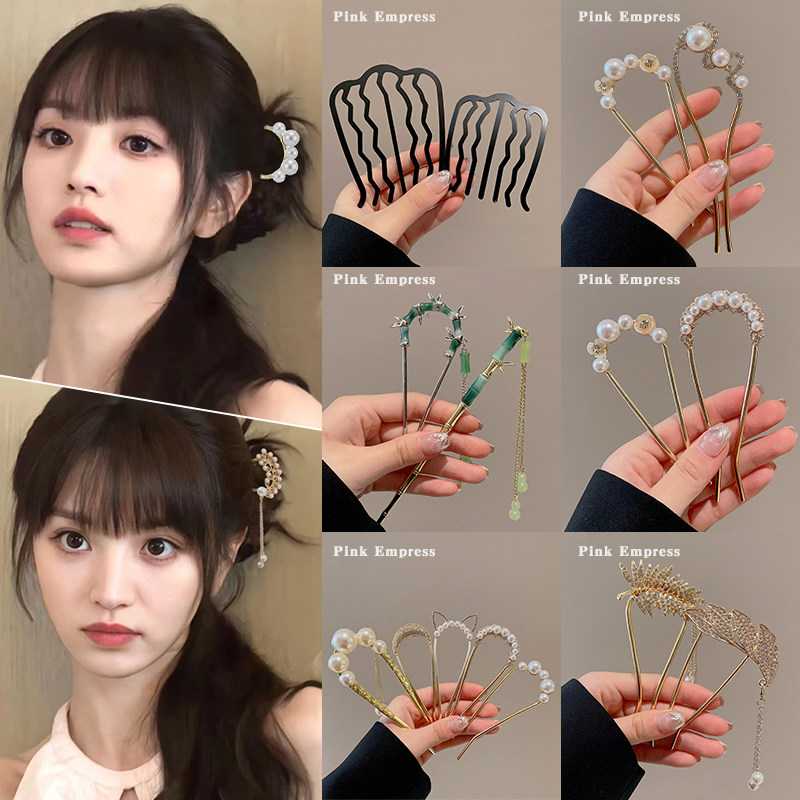 U型发簪女高级感新中式发钗发卡头饰2026新款后脑勺固发神器插梳