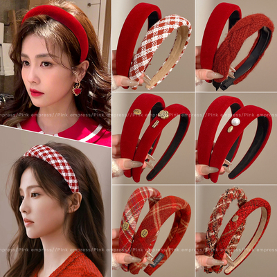 新年红色发箍女高颅顶2025新款