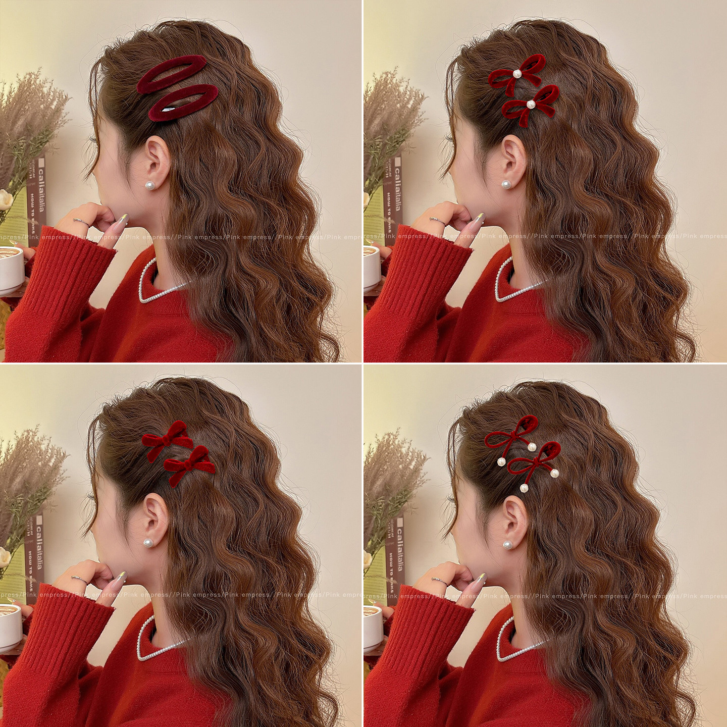 红色蝴蝶结新年发夹女2026新款刘海侧边夹前额碎发bb夹子发卡发饰,饰品/流行首饰/时尚饰品新,发饰,淘宝优惠券,粉丝福利购,淘宝优惠卷