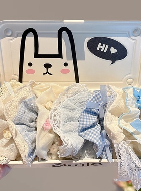 蓝色蕾丝蝴蝶结大肠发圈女ins夏高级感头绳飘带皮筋扎头发绳头花