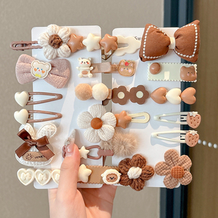 儿童奶咖色发夹女童刘海侧边夹子发卡可爱前额碎发bb夹不伤发头饰