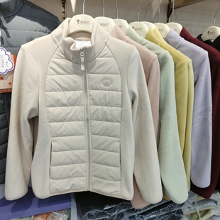 猫有范8801女士羊毛云感衣保暖拉链棉袄外套奥粒绒拼接上衣2025冬