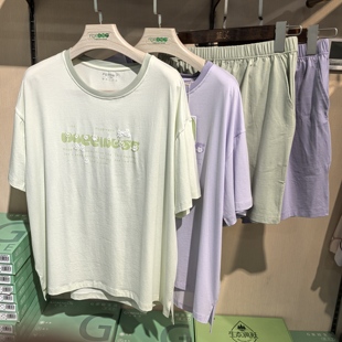 芬格兰女士莫代尔棉短袖短裤套装夏季薄款吸汗透气休闲家居服套装