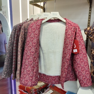 棉袄 启点913中老年女士蚕丝驼绒棉衣加绒加厚保暖棉服外套妈妈装