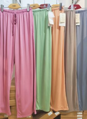 触棉A68463女夏薄款高腰大码宽松莫代尔睡裤百搭纯色显瘦居家长裤