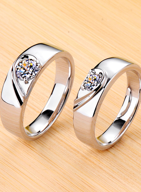 美国莫桑石情侣戒指对戒婚戒男女仿真钻石戒指珠宝带证书22023
