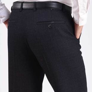 秋冬季加绒加厚款中老年人男裤休闲裤高腰深裆宽松爸爸装西裤老人