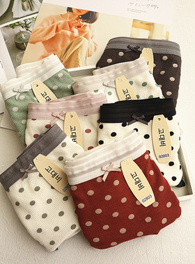 古妃02803波点甜美可爱舒适轻薄透气蕾丝边弹性少女中腰三角内裤