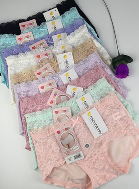 新款黛丝少女21852M性感甜美蕾丝透气莫代尔包臀中腰纯色三角内裤