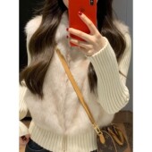 可拆卸 环保皮草外套女短款 今年流行爆款 针织袖 毛毛马甲2025新款