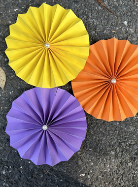 元宵纸扇花装饰凌霄花布置年宵生日派对背景婚房彩色折纸扇新中式