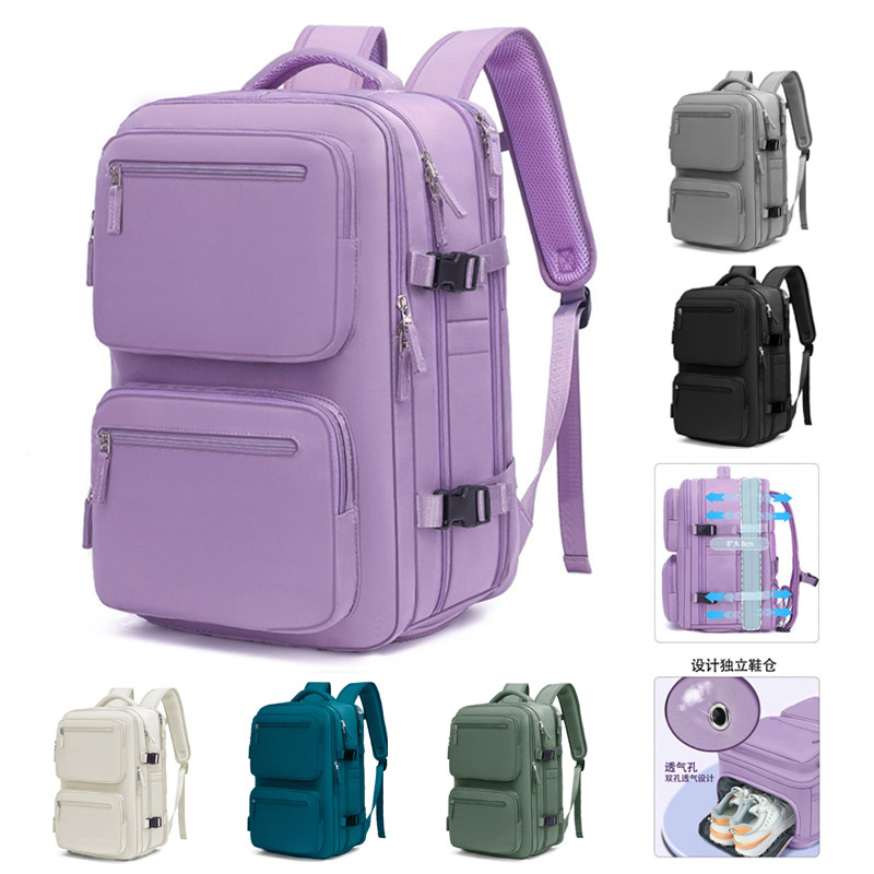 商务旅行双肩背包大容量可扩容登机行李包电脑包休闲男女学生书包