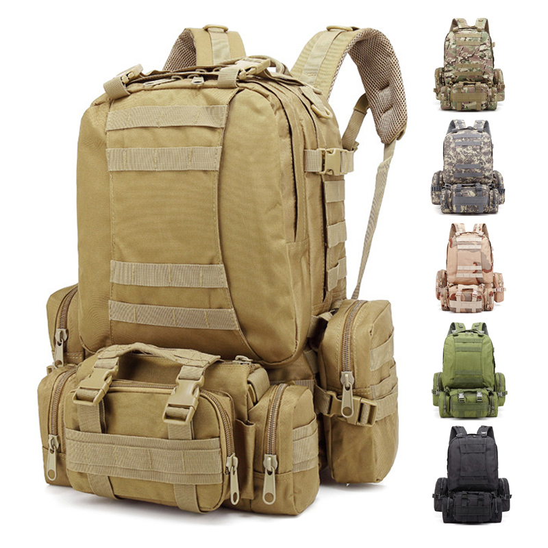 升级版组合包军迷彩战术背包男女徒步野营登山包大容量旅行双肩包