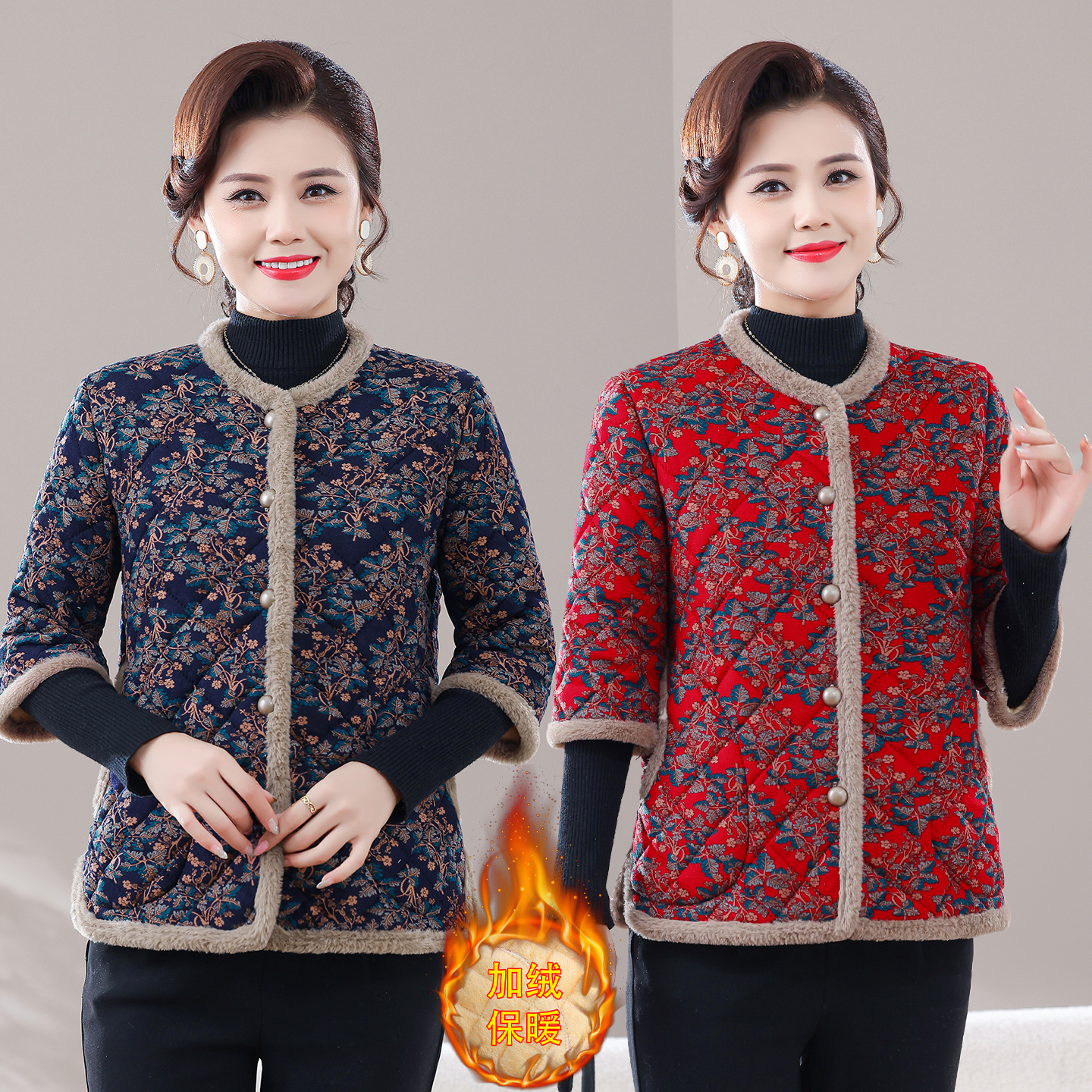 中老年女装秋冬加绒加厚保暖马甲