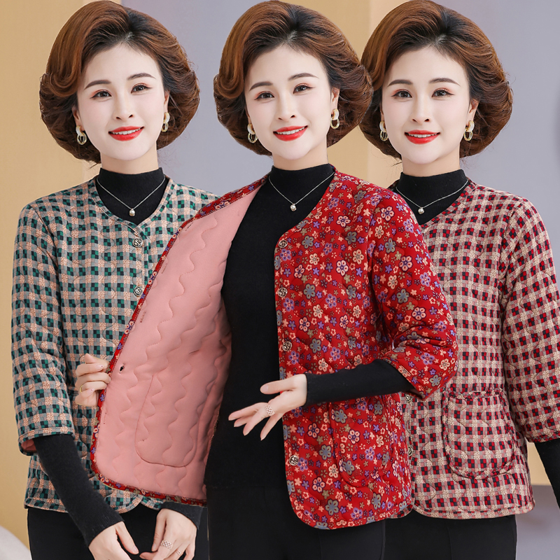 中老年女装七分袖棉马夹