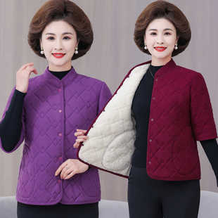 棉马夹 棉马甲外套奶奶半截袖 中老年女装 秋冬加绒保暖棉衣妈妈中袖