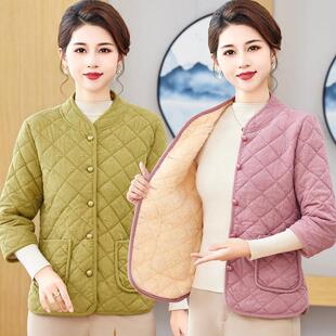 冬季新款时尚百搭加绒加厚半袖马甲女士中老年妈妈装保暖中袖棉衣