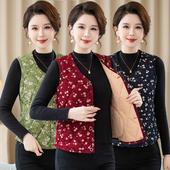 中老年加绒保暖马甲女新款 妈妈秋冬棉马夹奶奶保暖背心短款 老太太