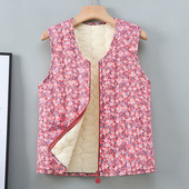 中老年人妈妈秋冬装 加绒加棉马甲小背心女士短款 加厚外套坎肩棉衣