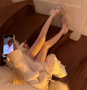 IN MIMIFACE 闪钻字母丝袜女春季新款裸感光腿神器性感显瘦打底袜