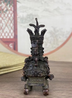 仿古春秋战汉青铜莲鹤方壶家家居办公室客厅装饰品摆件古玩收藏