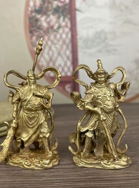 黄铜韦陀铜像韦陀菩萨家居摆件家宅护宅韦陀伽蓝护法佛像关公