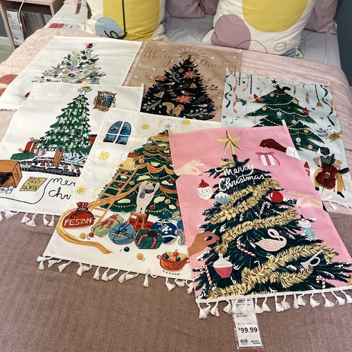 新款圣诞树花边挂画挂毯背景布