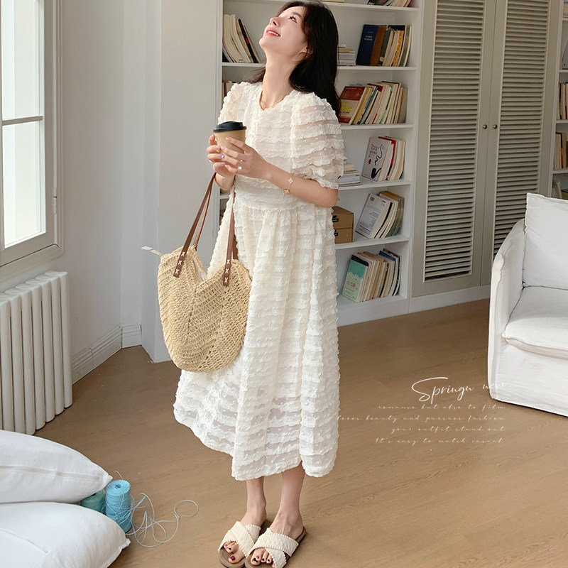 休闲气质蕾丝连衣裙女夏2025新款甜美减龄可爱独特绝美超好看长裙,女装连衣裙,两个王小姐