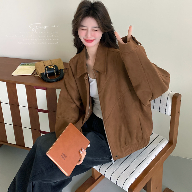 26春新款！现货！麂皮小外套C266P165K258,女装皮衣,两个王小姐