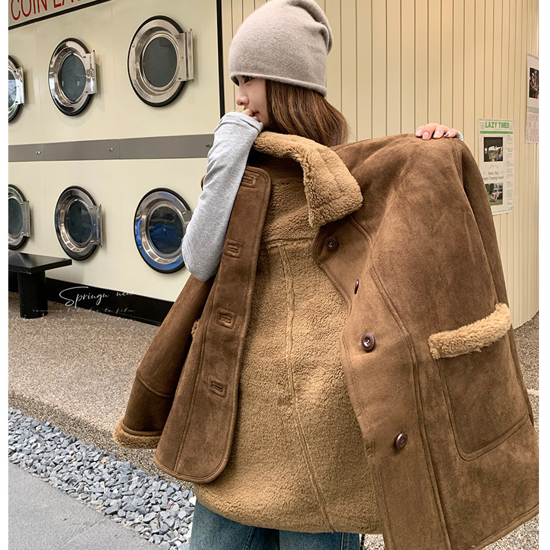 冬款！现货仿羊羔毛皮毛一体D303P195K278,女装短外套,两个王小姐