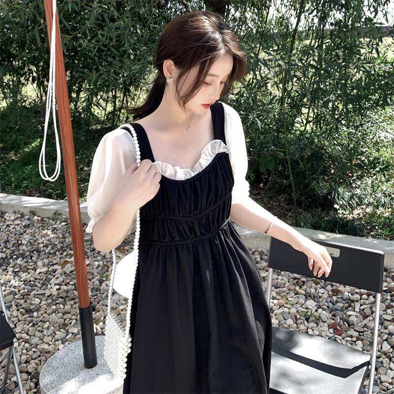 夏季新款！！小黑裙纱裙连衣裙X168P85K148,女装连衣裙,两个王小姐