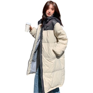秋冬新款！拼色连帽中长款羽绒服 可 D203P195K289图片