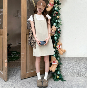 时尚设计感方领连衣裙女2025春季新款韩版小香风百搭宽松背心短裙