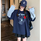 春款现货！磨毛拼接加厚长袖卫衣C216P80K178，女装卫衣/绒衫，两个王小姐