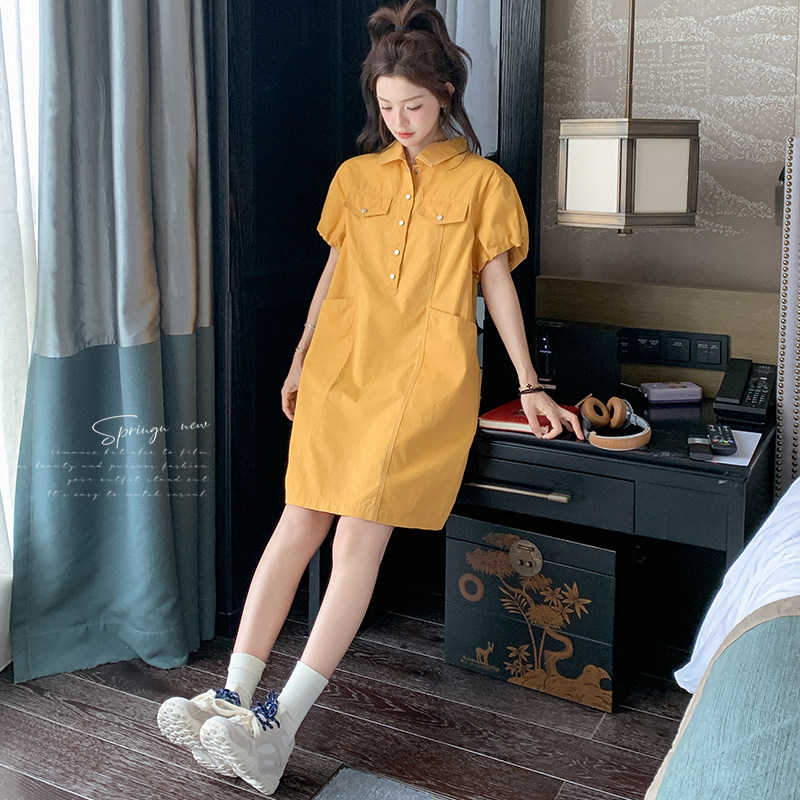 小个子polo领工装连衣裙女夏新款学院风韩系宽松甜美休闲t恤裙,女装连衣裙,两个王小姐