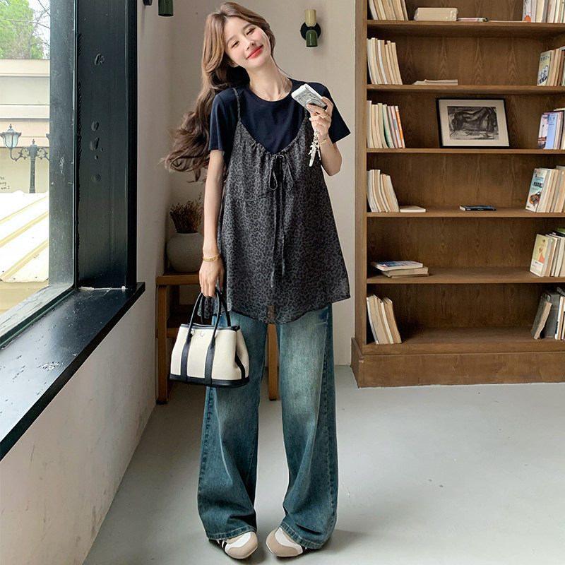 新品！！豹纹T恤两件套C272P110K178，女装孕妇装，两个王小姐