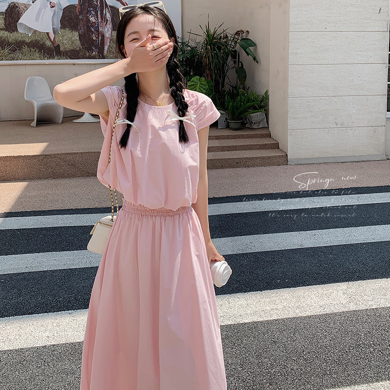 温柔风甜美小众松弛感上衣半身裙女夏季2024新款小个子,女装连衣裙,两个王小姐