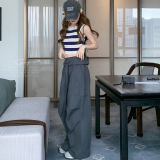 设计感美式辣妹绑带收腰阔腿休闲裤女2025春季新款宽松百搭长裤潮，女装休闲裤，两个王小姐