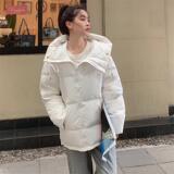 秋冬新款！连帽双拉链简约小白羽绒服庆后出货D206P160K248，女装羽绒服，两个王小姐