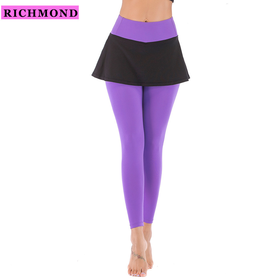 羽毛球服瑜伽紧身健身裤假两件夏跑步运动长裙裤女高弹速干裤8056