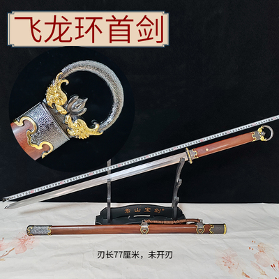 飞龙环首汉剑手工花纹钢环首刀
