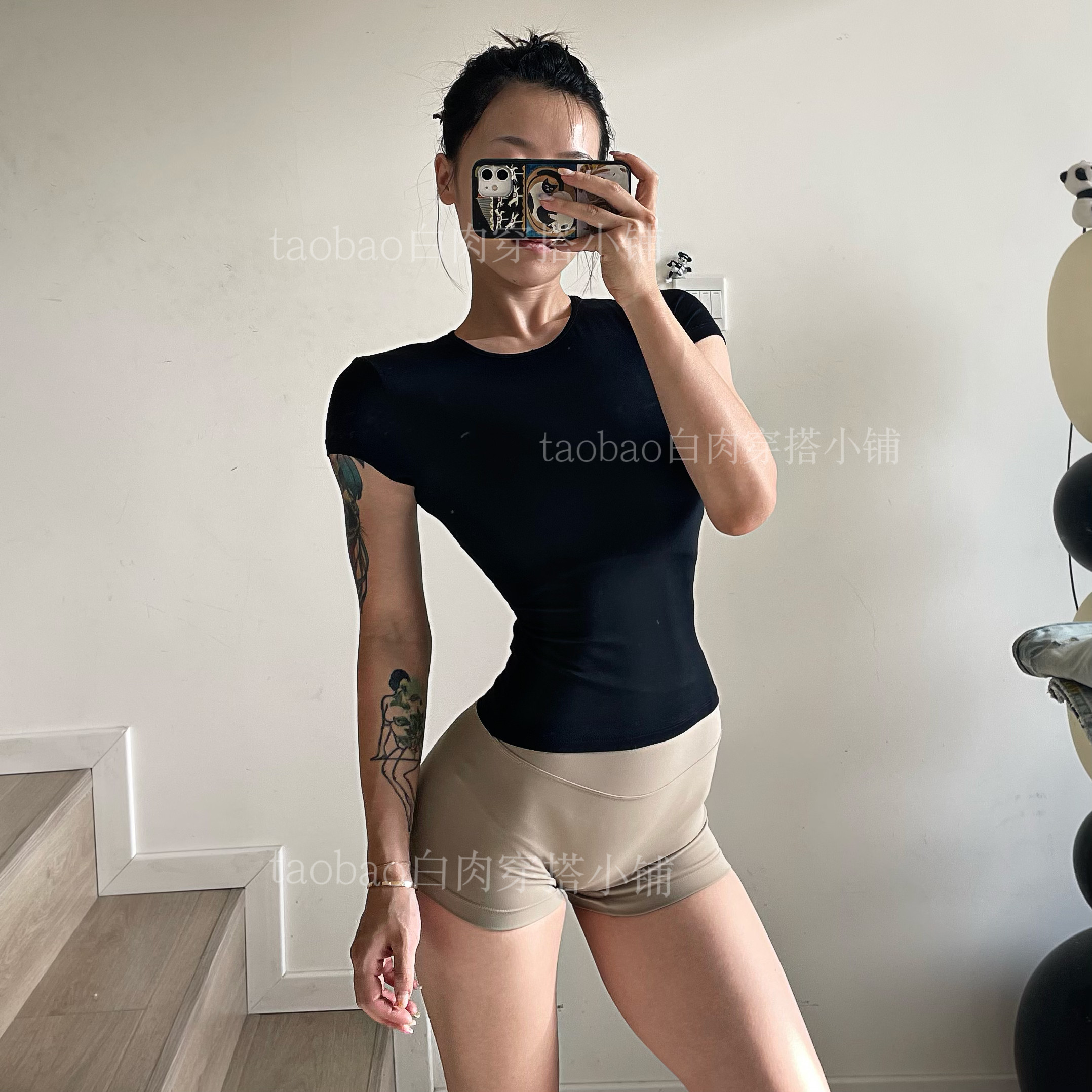 瑜伽亲肤弹力女短袖紧身T恤