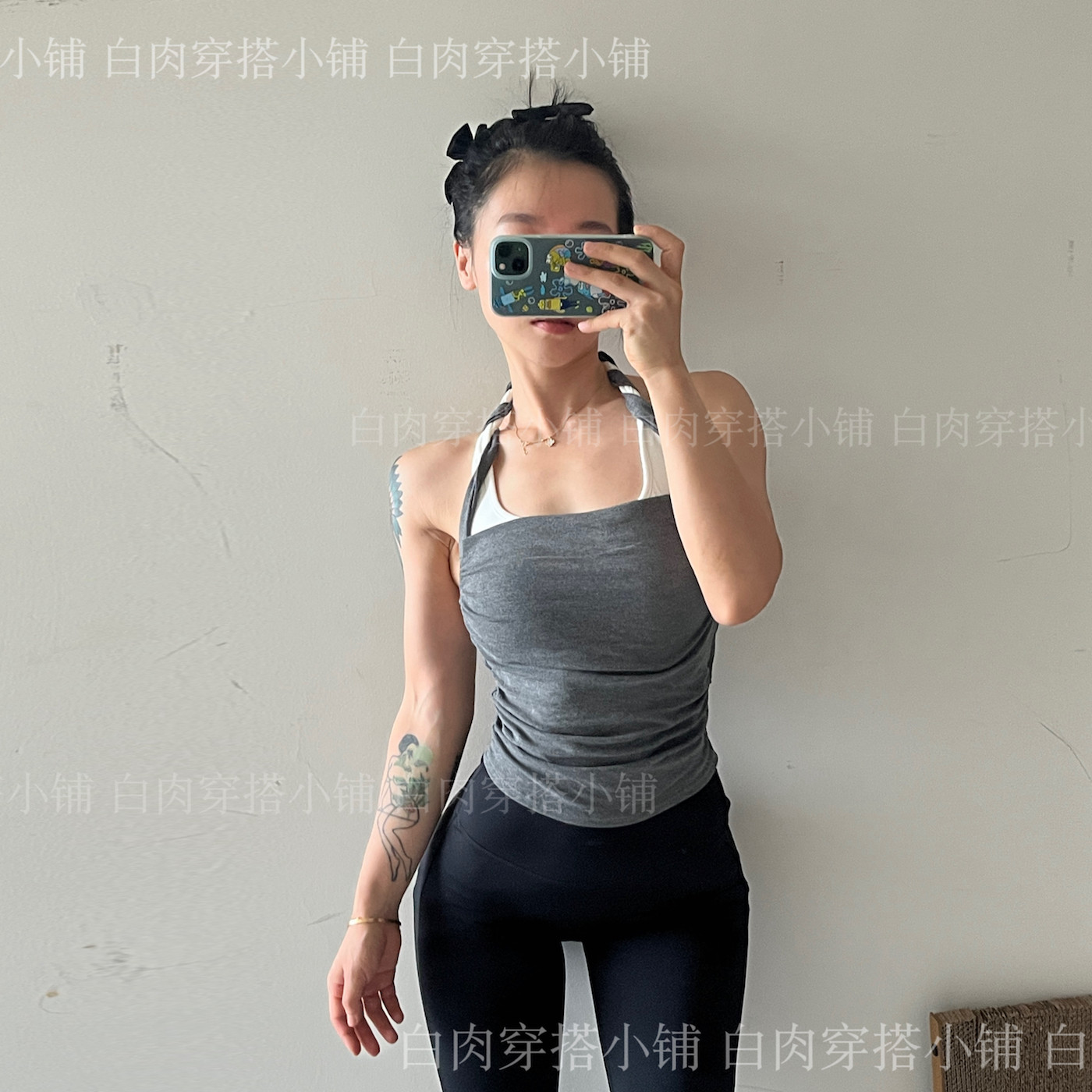 麻花瑜伽女挂脖背心美背上衣