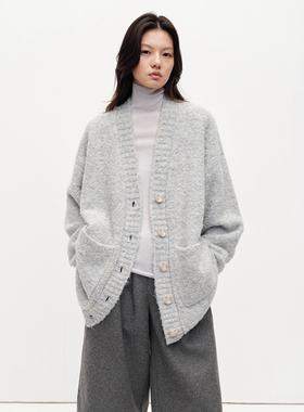 MHV ARCHIVE 羊毛混纺圈圈毛女士开衫毛衣