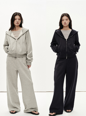 MHV ARCHIVE 25新款 定织生麻灰/藏蓝 女士运动卫衣卫裤套装