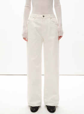 MHV ARCHIVE 中腰纯棉 春日松弛感 白色微阔喇叭牛仔裤