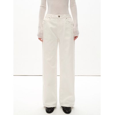 MHV ARCHIVE 中腰纯棉 春日松弛感 白色微阔喇叭牛仔裤